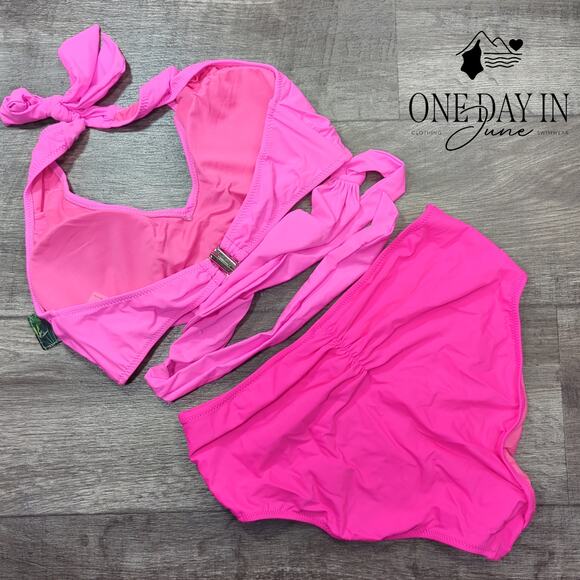 Blooming Jelly High Waist Halter Tie Wrap Bikini Swimsuit Size L - Picture 5 of 5